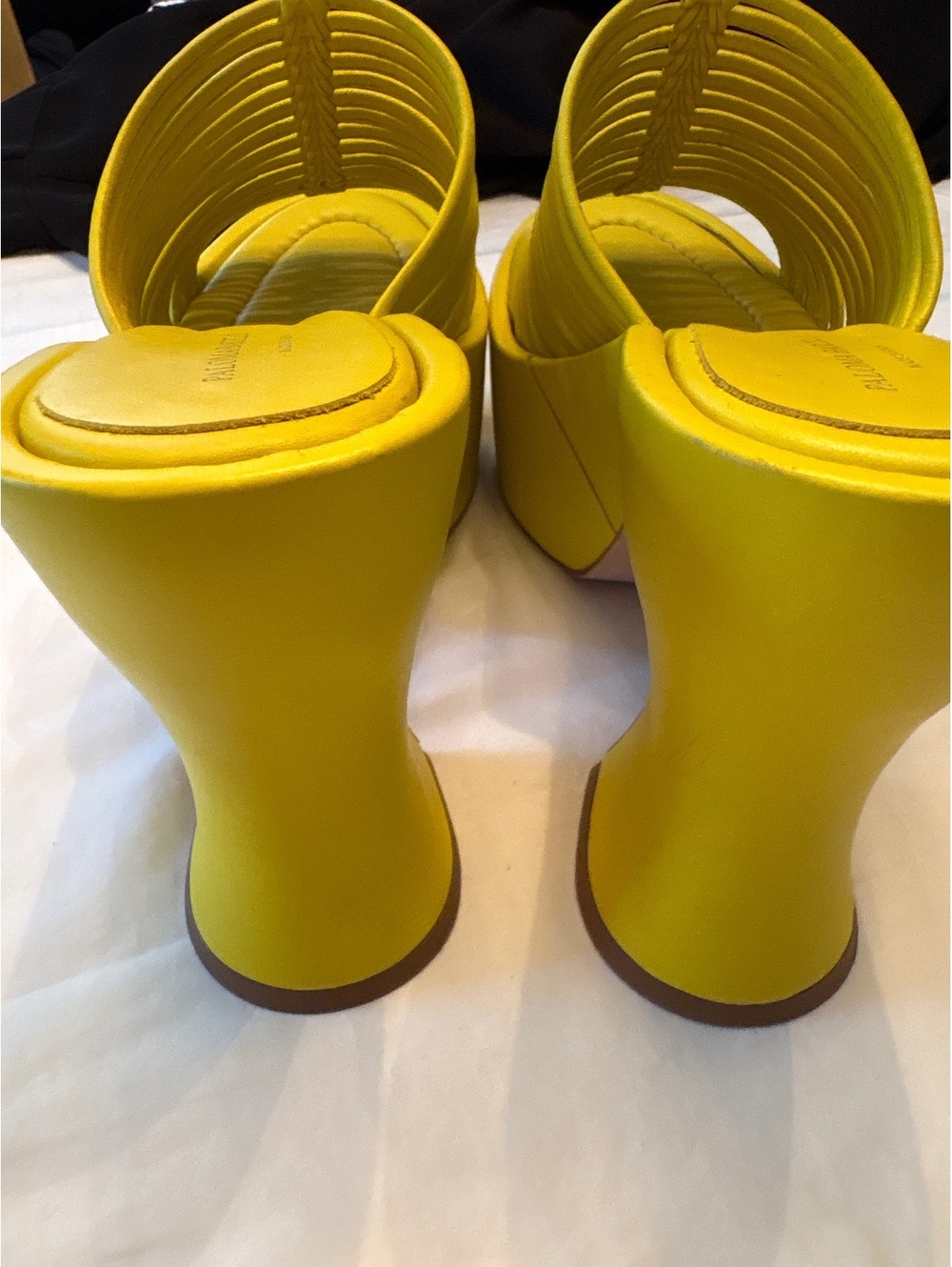 Paloma Barcelo made in Spain Yellow Woven Leather Heeled Sandals 40/9-9.5 - Picture 4 of 11